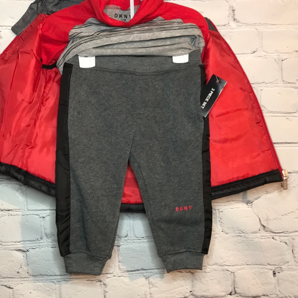 NWT DKNY Boy’s 12M Puffer Vest Hoodie 3pc Set - Picture 10 of 13